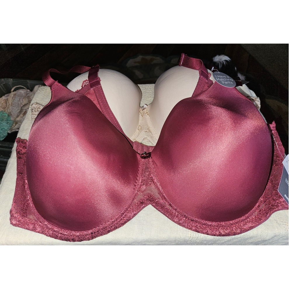 Avenue Body Back Smoother Underwire Bra Set 44DDD Burgundy Nude 2 Pack NWT